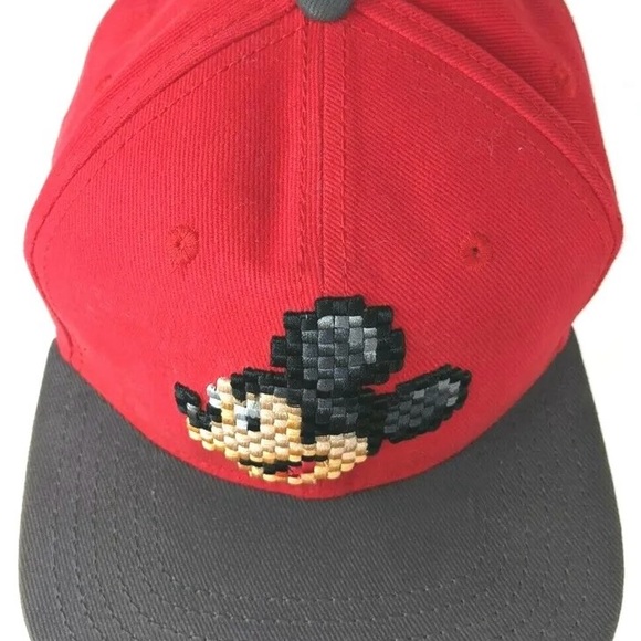 Disney Parks Pixel Cross-Stitch Mickey Mouse Red Adjustable Youth Cap, EUC. - Picture 2 of 6